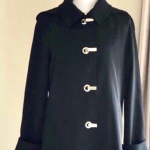 Michael Kors black trench coat silver toggles